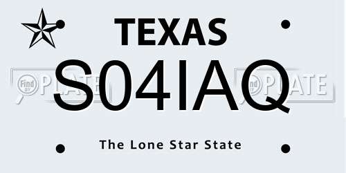 S04IAQ Texas License Plate
