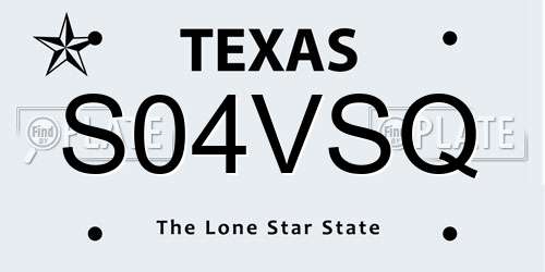 S04VSQ Texas License Plate