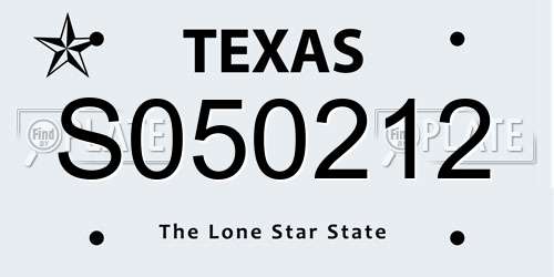 S050212 Texas License Plate