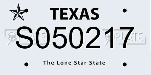 S050217 Texas License Plate