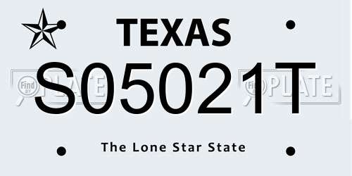 S05021T Texas License Plate