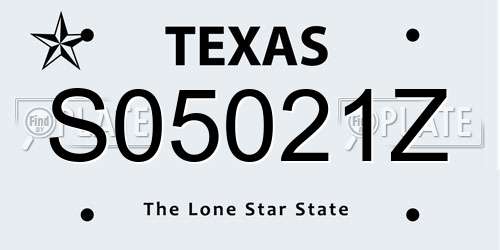 S05021Z Texas License Plate