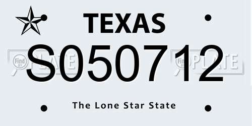 S050712 Texas License Plate