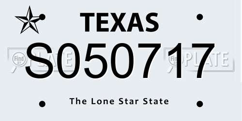 S050717 Texas License Plate