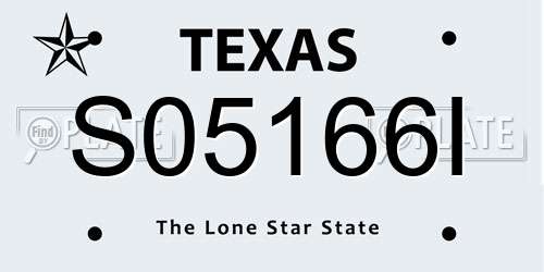 S05166I Texas License Plate