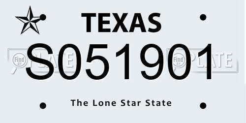 S051901 Texas License Plate