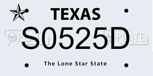 S0525D Texas License Plate