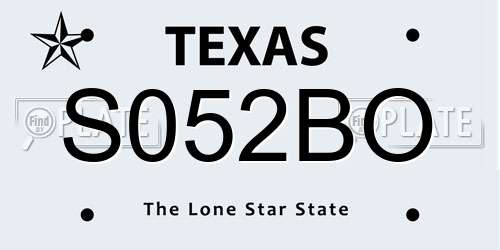 S052BO Texas License Plate