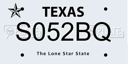 S052BQ Texas License Plate