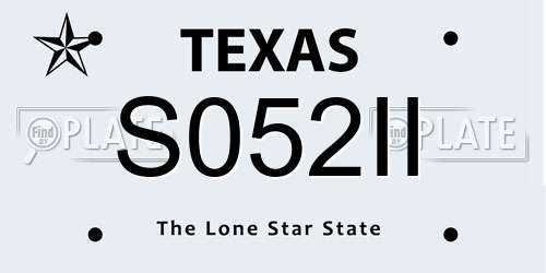 S052II Texas License Plate