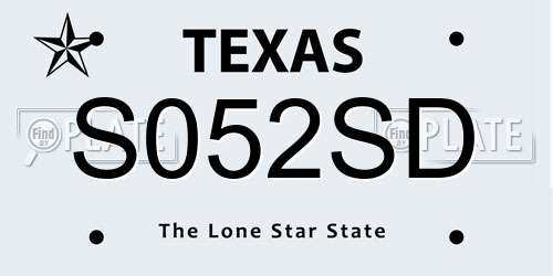 S052SD Texas License Plate