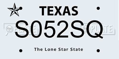 S052SQ Texas License Plate
