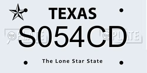 S054CD Texas License Plate