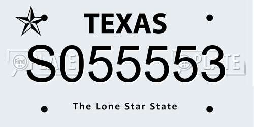 S055553 Texas License Plate