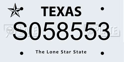 S058553 Texas License Plate
