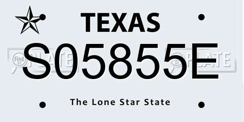 S05855E Texas License Plate