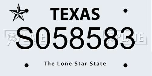 S058583 Texas License Plate