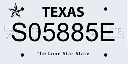 S05885E Texas License Plate