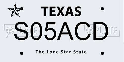 S05ACD Texas License Plate