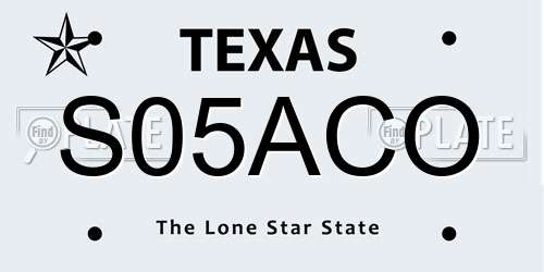 S05ACO Texas License Plate