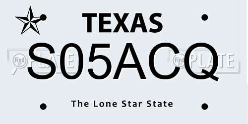 S05ACQ Texas License Plate