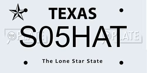 S05HAT Texas License Plate