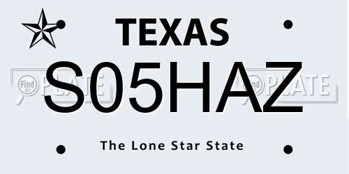 S05HAZ Texas License Plate