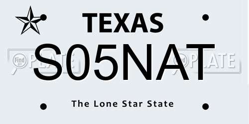 S05NAT Texas License Plate