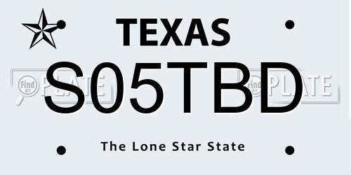 S05TBD Texas License Plate