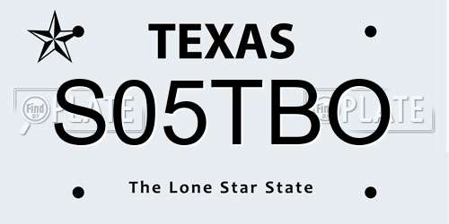 S05TBO Texas License Plate