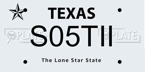 S05TII Texas License Plate