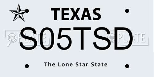 S05TSD Texas License Plate