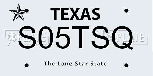 S05TSQ Texas License Plate