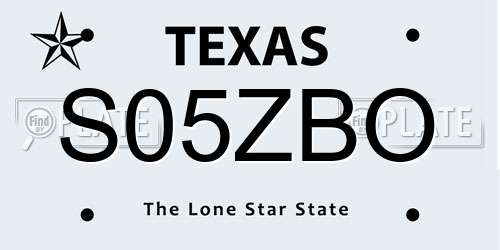 S05ZBO Texas License Plate