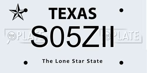 S05ZII Texas License Plate