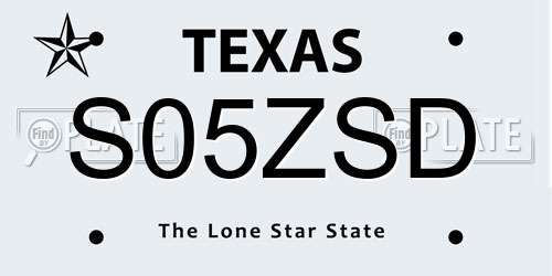 S05ZSD Texas License Plate