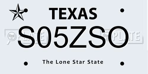 S05ZSO Texas License Plate