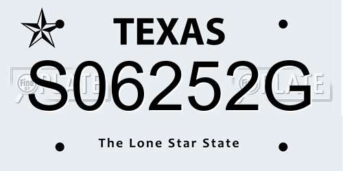 S06252G Texas License Plate