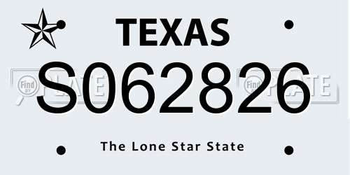 S062826 Texas License Plate