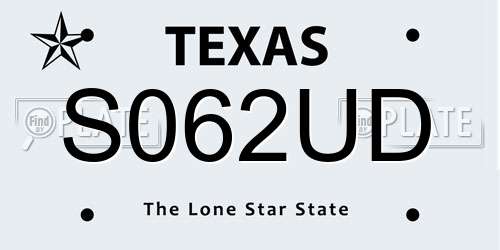 S062UD Texas License Plate