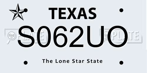 S062UO Texas License Plate