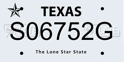 S06752G Texas License Plate