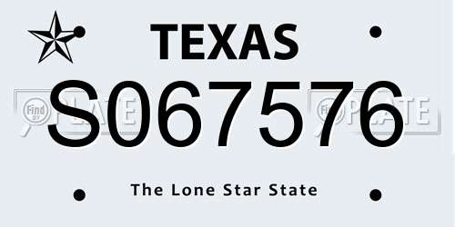S067576 Texas License Plate