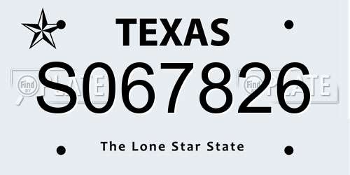 S067826 Texas License Plate