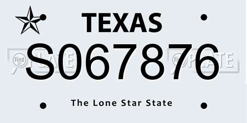 S067876 Texas License Plate
