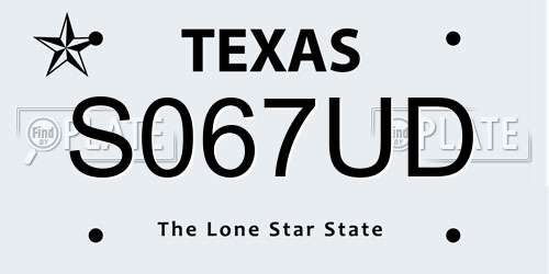 S067UD Texas License Plate