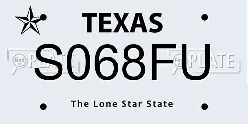 S068FU Texas License Plate