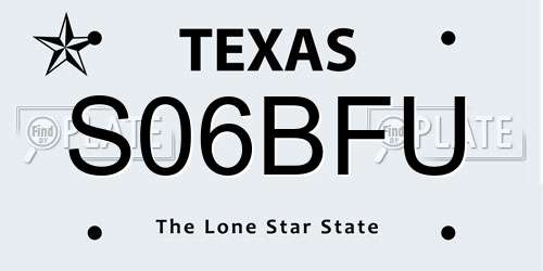 S06BFU Texas License Plate