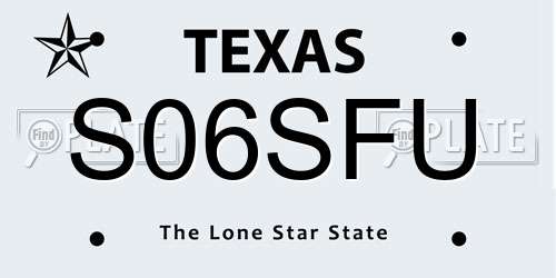 S06SFU Texas License Plate