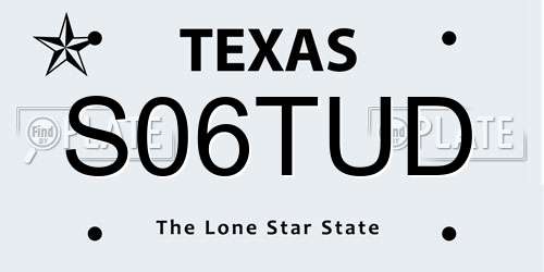 S06TUD Texas License Plate